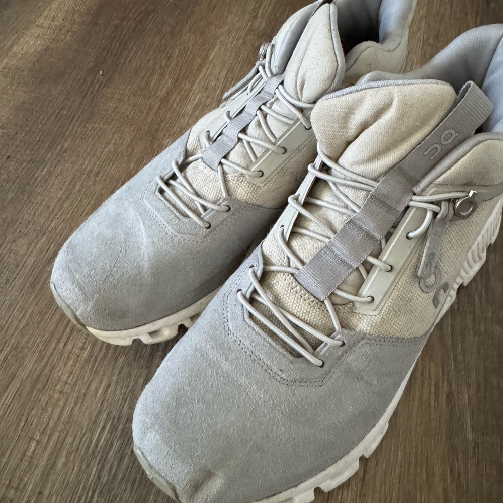 On Cloud Running Light Gray High Top Athletic Shoes